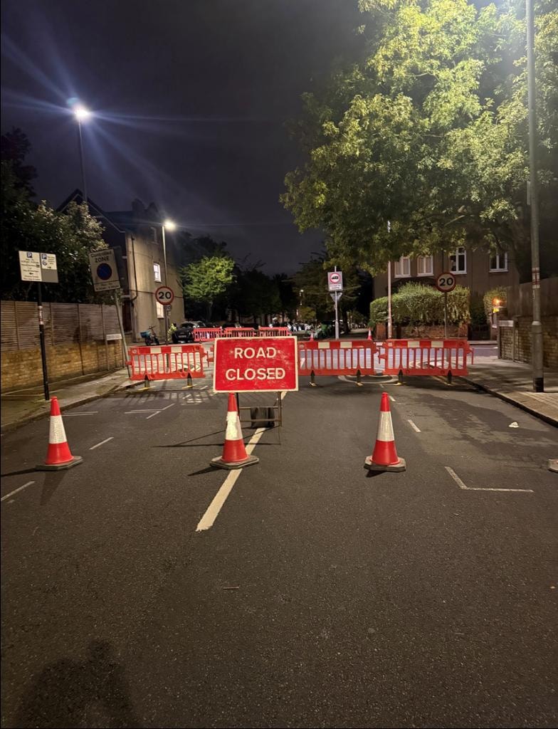 Traffic management crew working on a UK road site